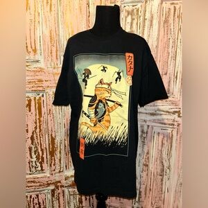 Threadless Black Samurai Cat Tee